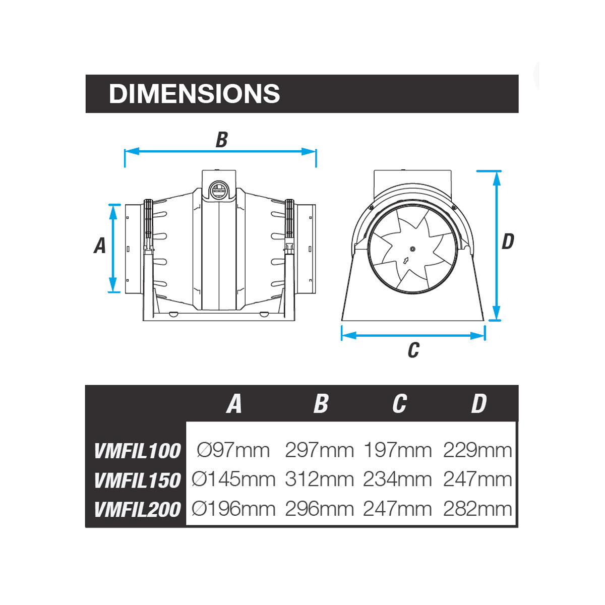 Mixflow Pro-V 200Mm High Power Mixed Flow In-Line Exhaust Fan