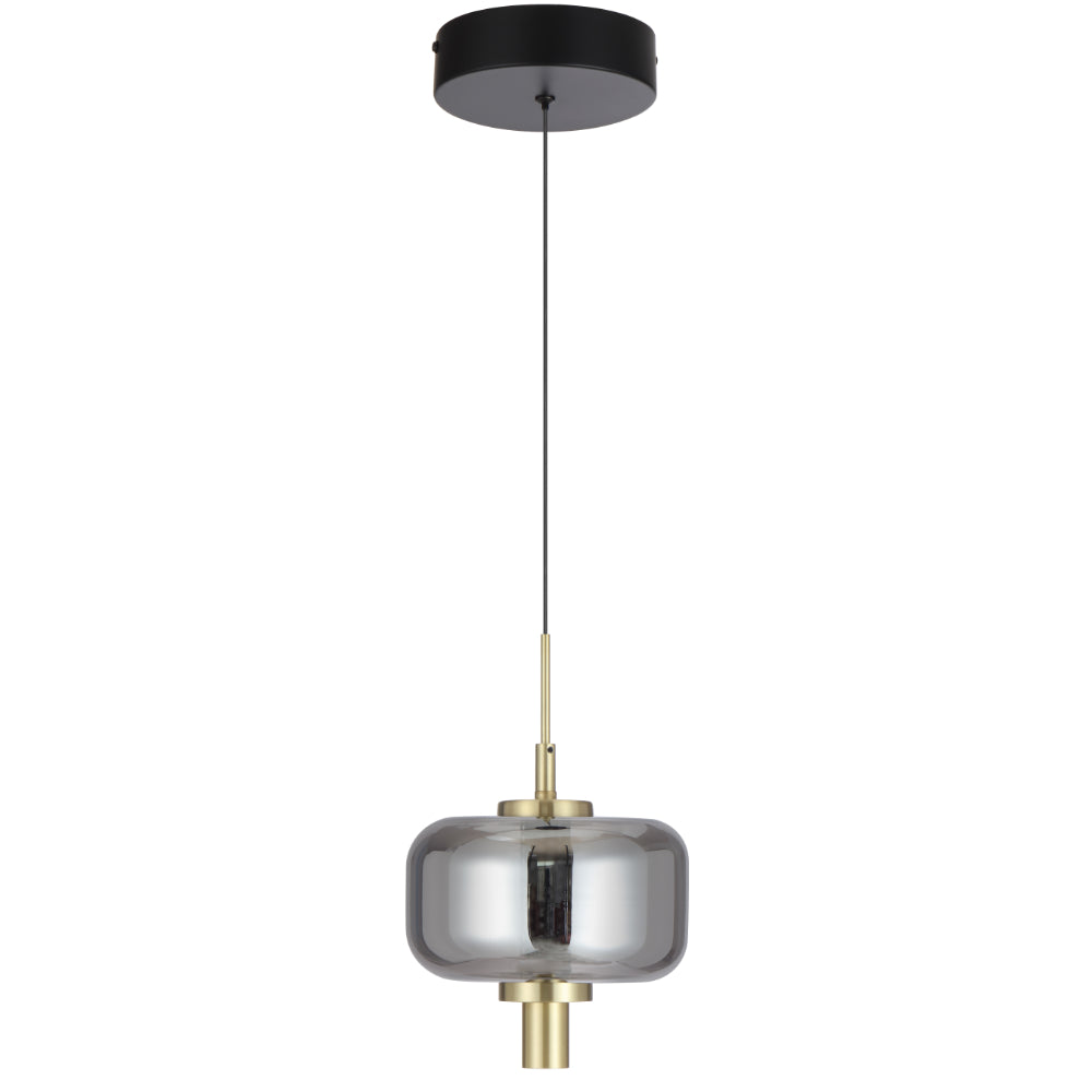 Volen 1 Light Pendant with Smoke Glass & LED Lighting