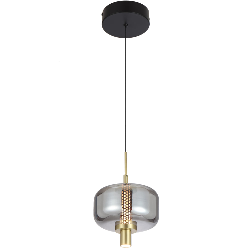 Volen 1 Light Pendant with Smoke Glass & LED Lighting