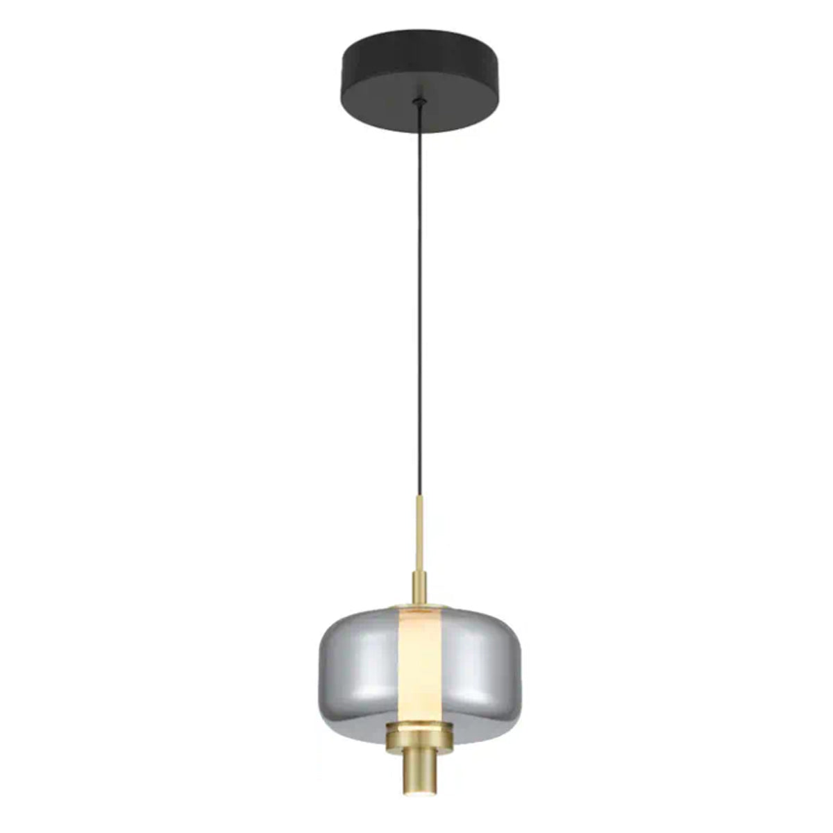 Volen 1 Light Pendant with Smoke Glass & LED Lighting