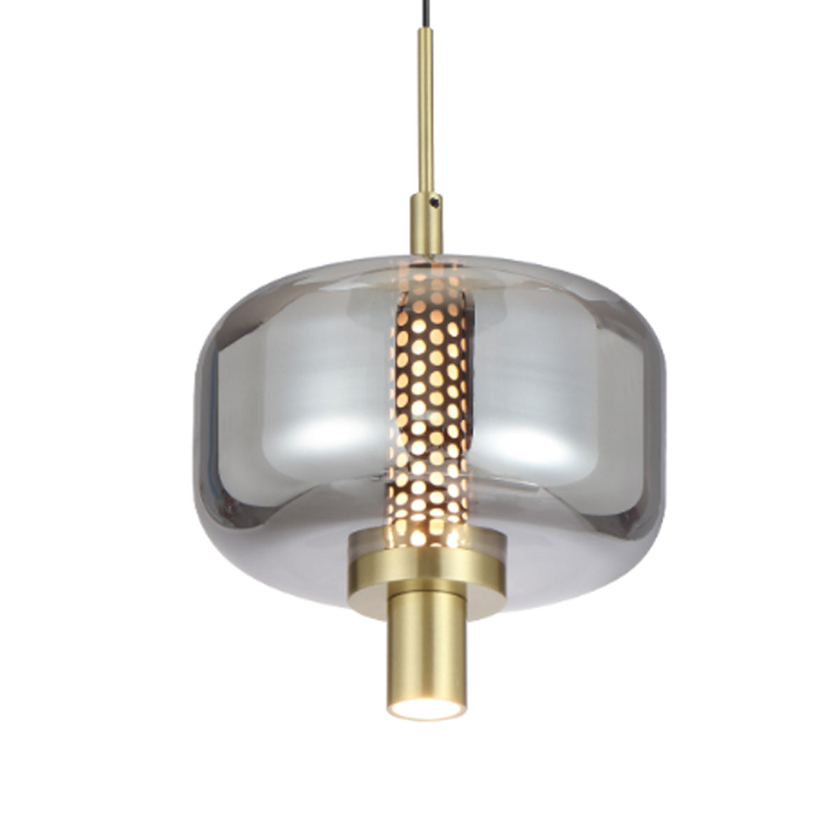 Volen 1 Light Pendant with Smoke Glass & LED Lighting