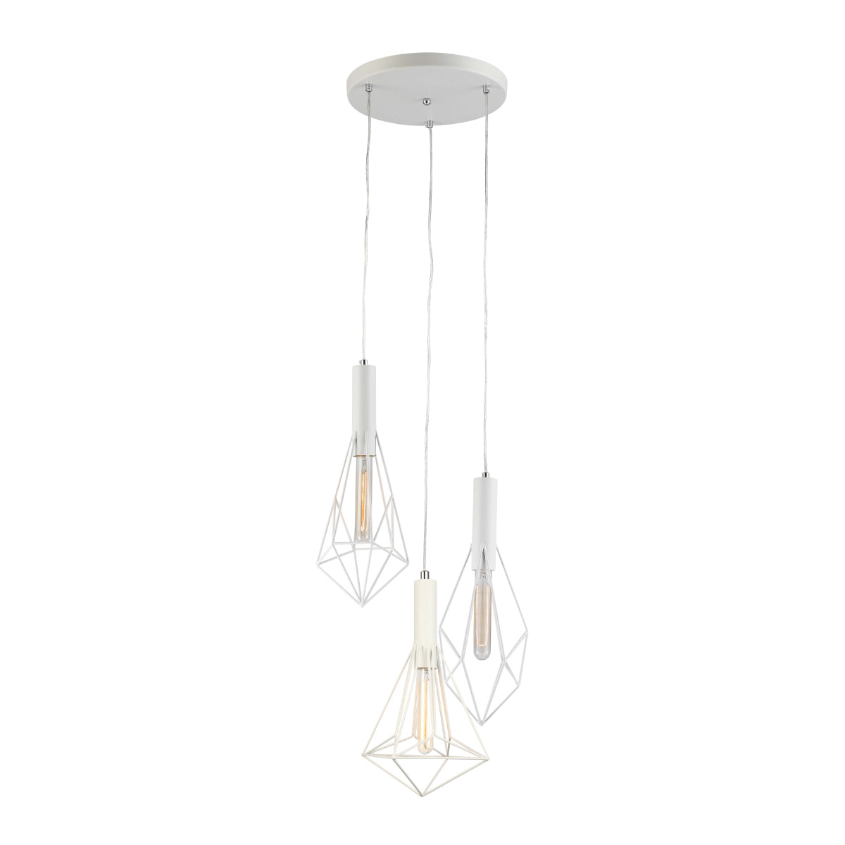Whiteband Triple Cluster Iron Cage Pendant Light