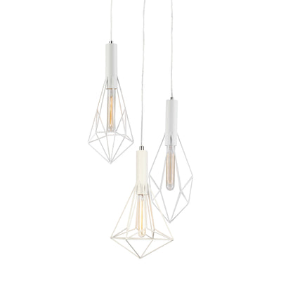 Whiteband Triple Cluster Iron Cage Pendant Light