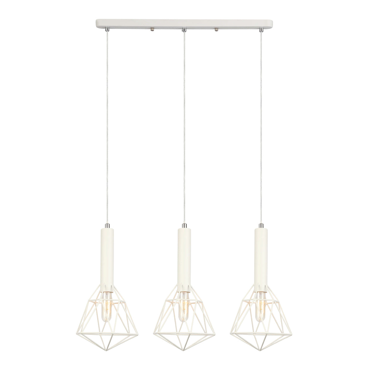 Whiteband Triple Diamond Iron Cage Pendant Light