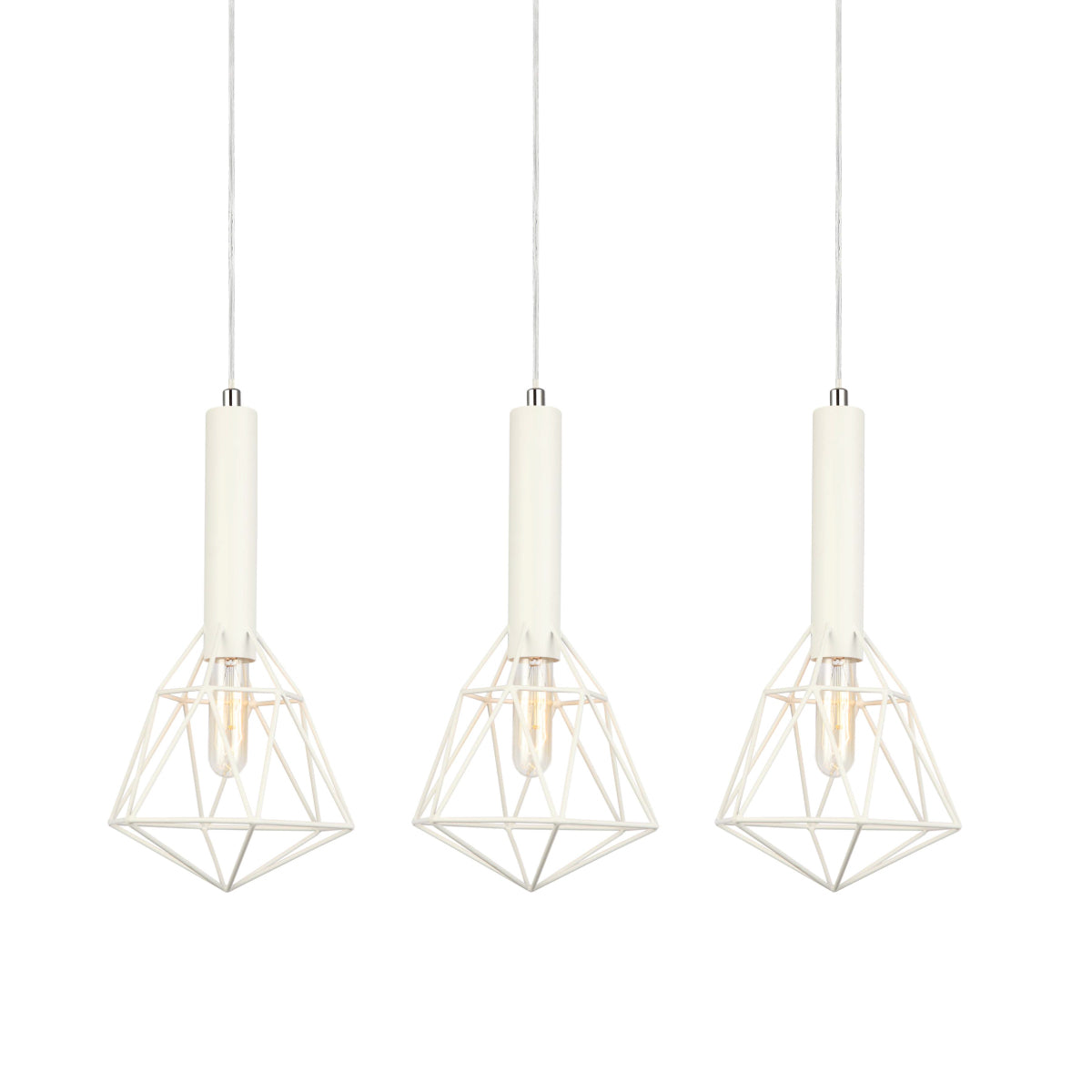 Whiteband Triple Diamond Iron Cage Pendant Light