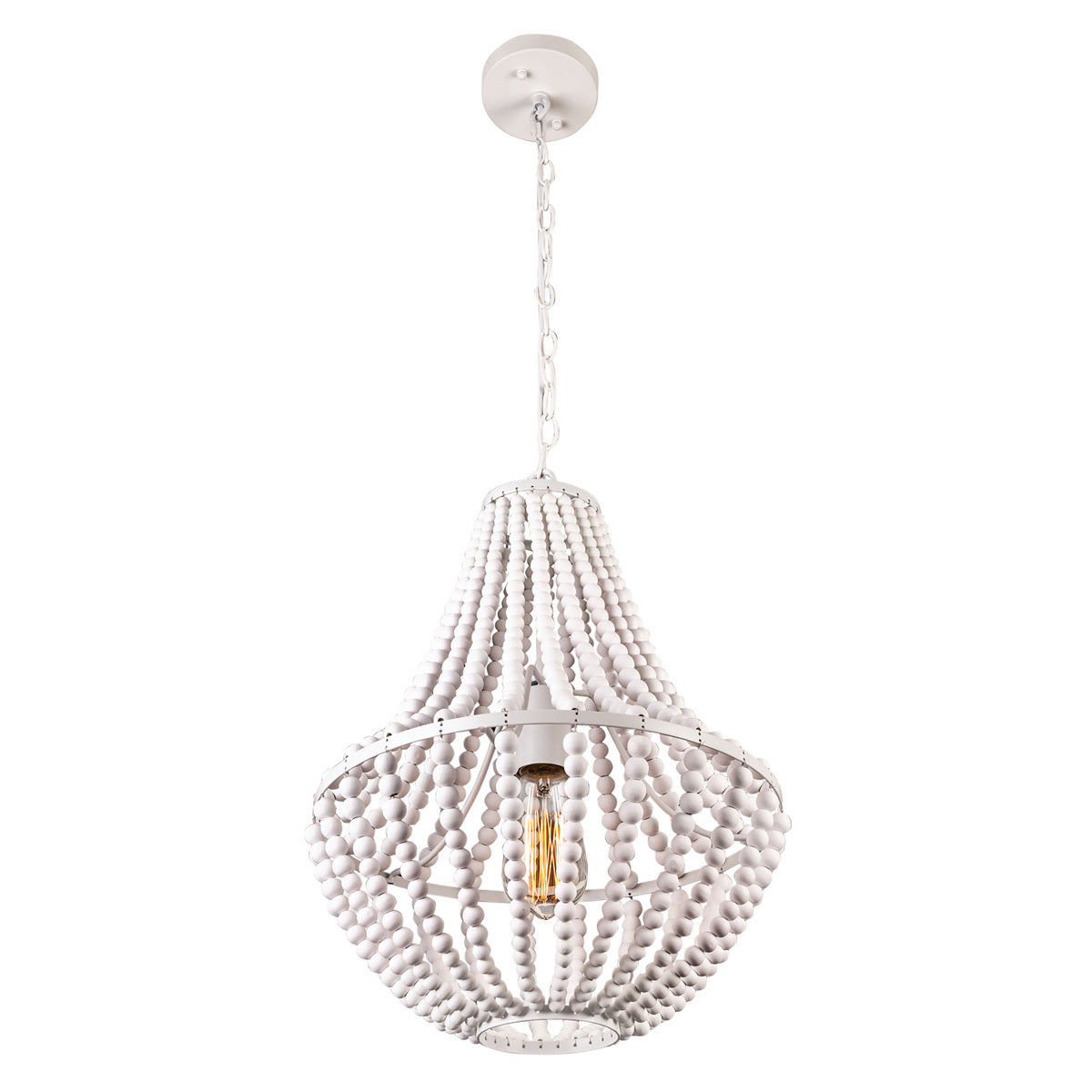 Willow 1 Light Beaded Wood Pendant