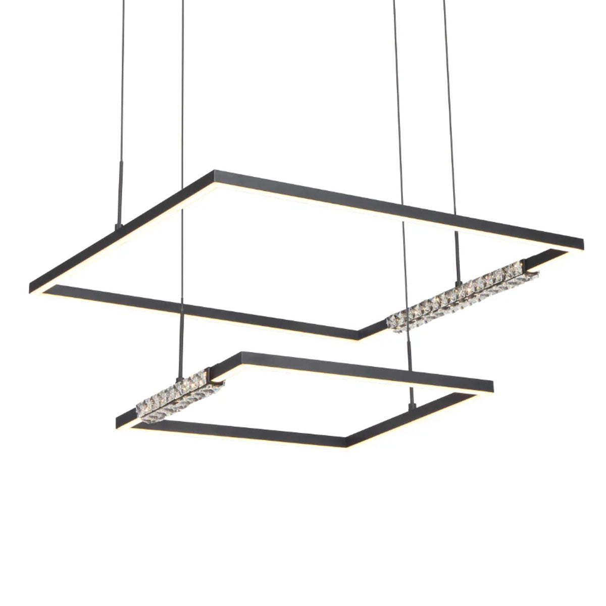 Zafra 2 Tier Square Crystal LED Pendant Light with Adjustable Lighting