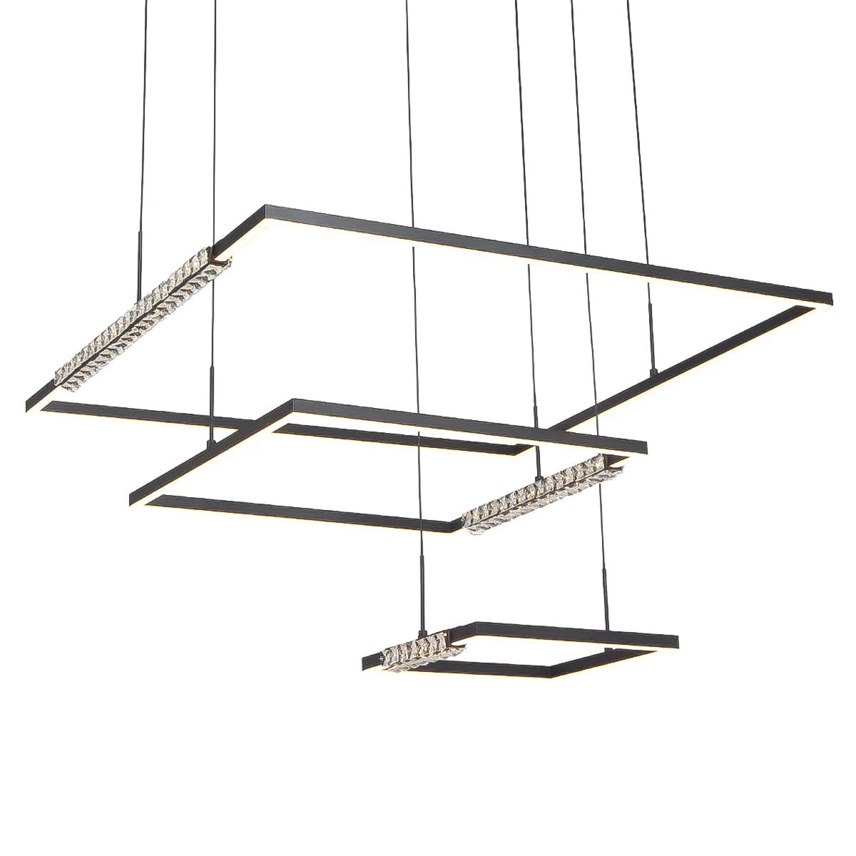 Zafra 3 Tier Square Crystal LED Pendant Light with Adjustable Colour