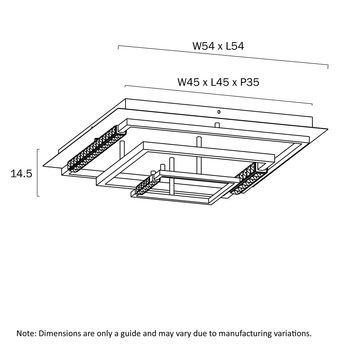 Zafra CTC Square Crystal LED Ceiling Light - with Tri-Colour Option