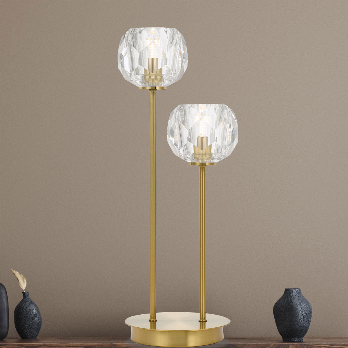 Zaha Prismatic Crystal Table Lamp with LED Accent