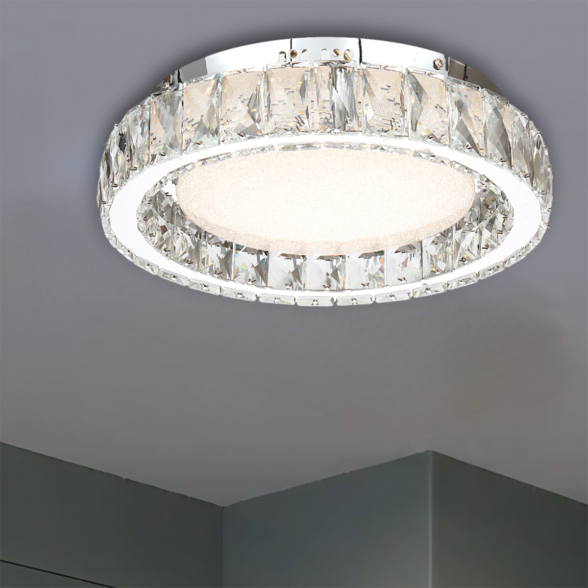 Zayla LED Oyster Light - Tri Colour - Chrome/Clear