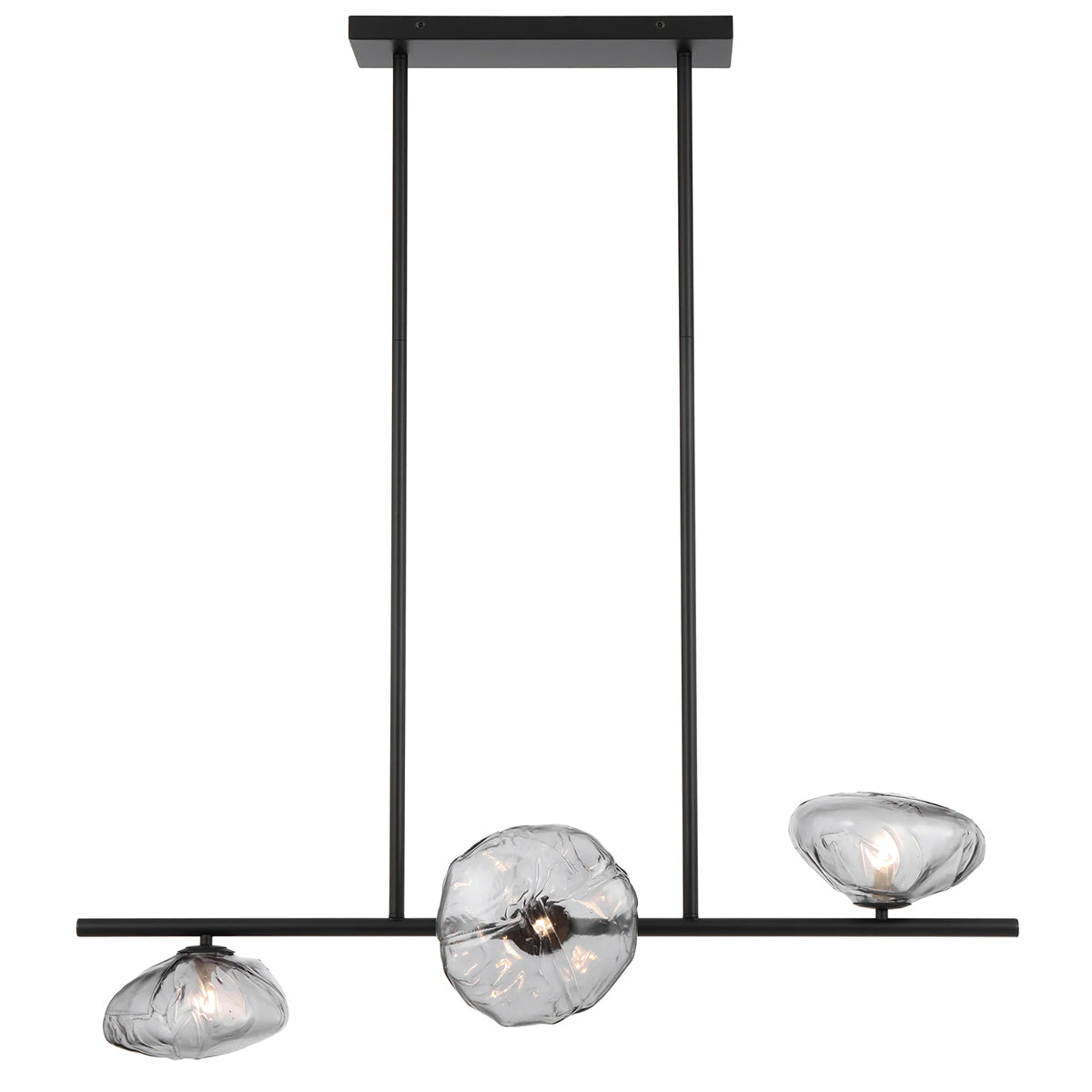 Zecca 3 Light Pendant with Rustic Glass & LED Lights