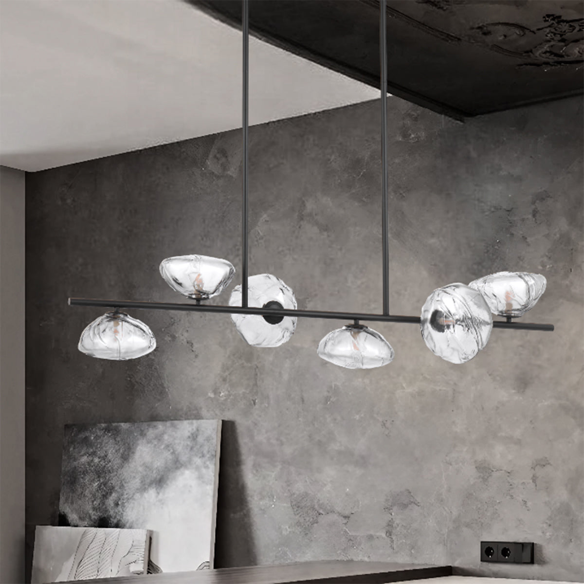 Zecca 6 Light Pendant with Adjustable Rod - Modern Design