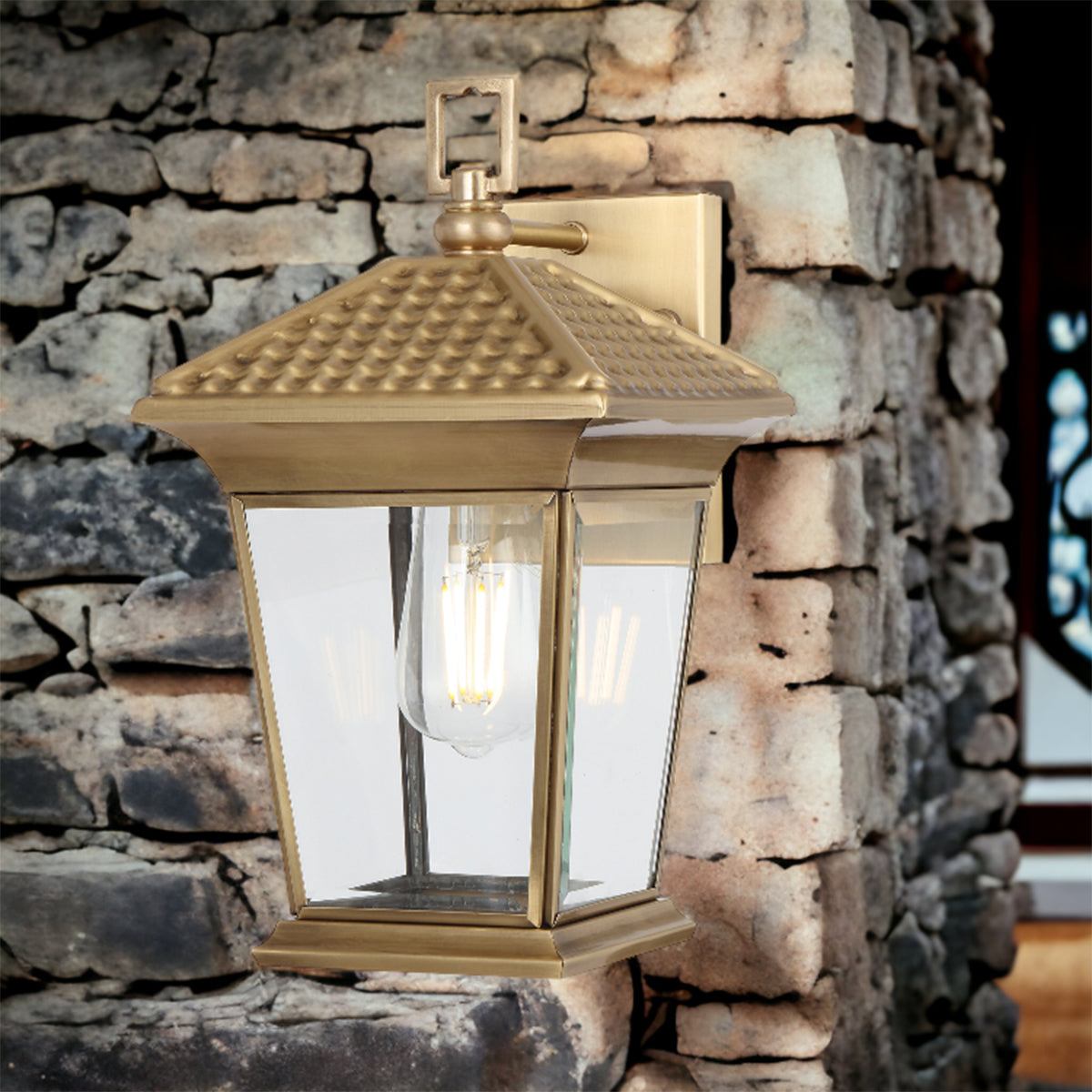 Zeldin Exterior Wall Light with Solid Brass Build