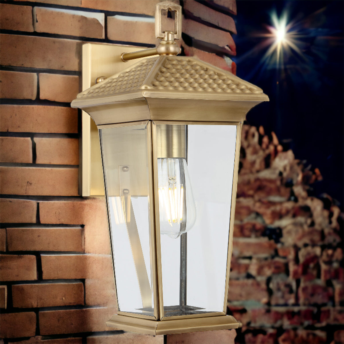 Zeldin Exterior Wall Light with Solid Brass Build